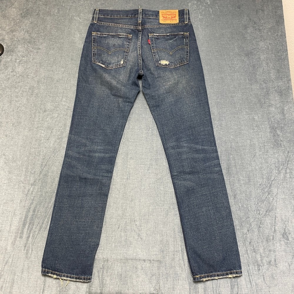 Levi's 511 Slim Jeans Men 31x32 Blue Denim Distressed Streetwear Casual Zip Fly